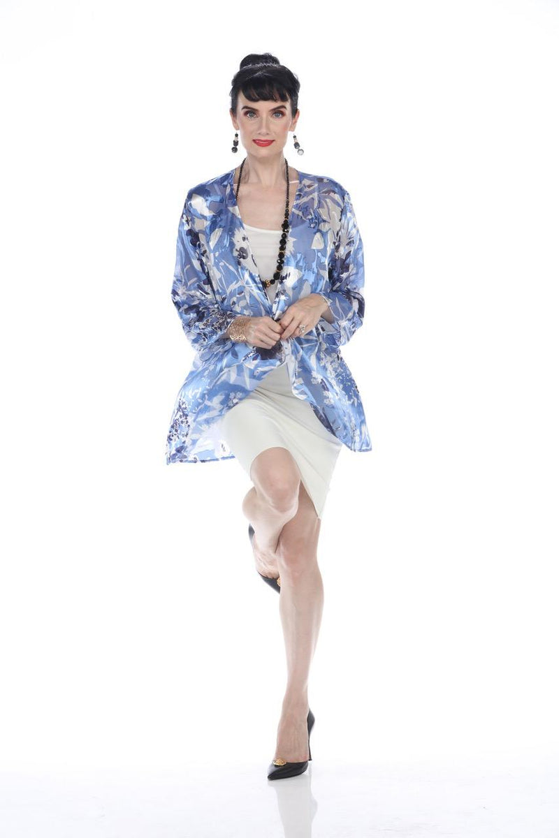 Blue Floral Silk Jacket