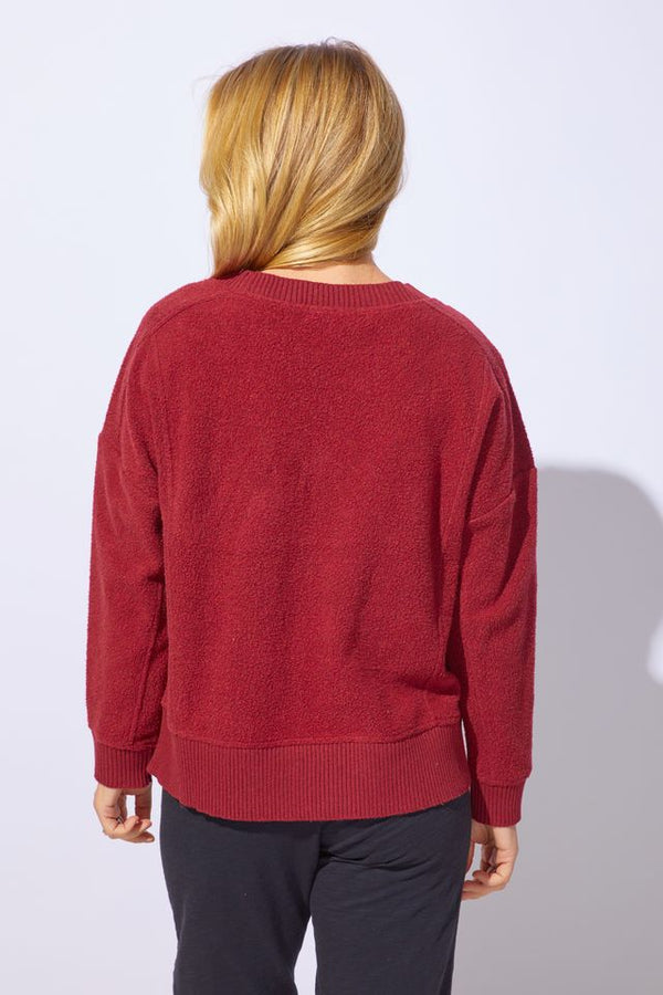 Red Fleece Pullover Top