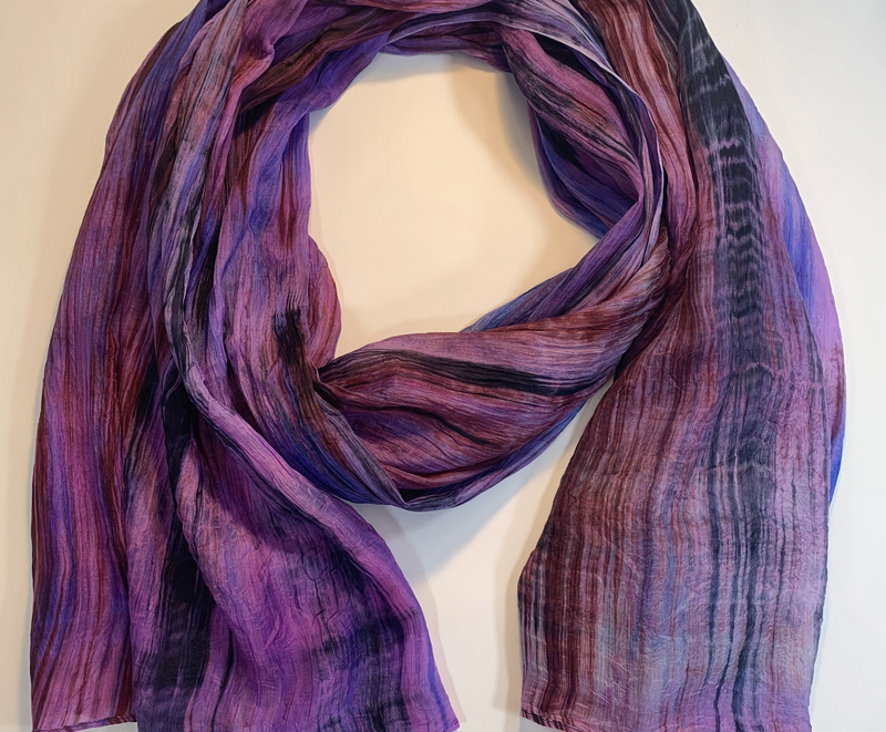 Charcoal Plum Silk Watercolor Scarf