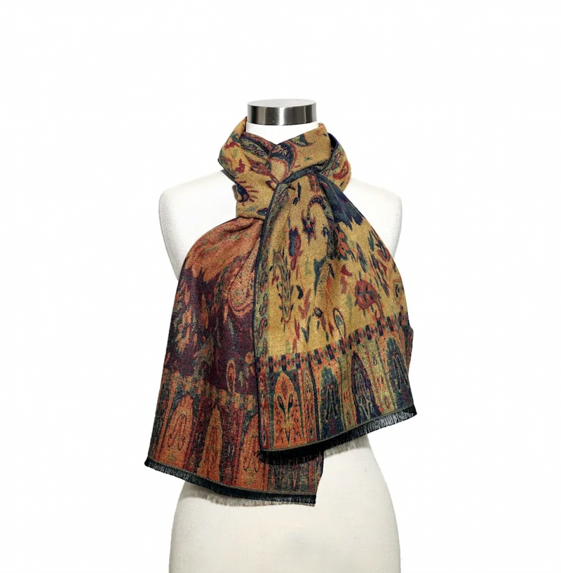 Gold Paisley Cashmere Scarf