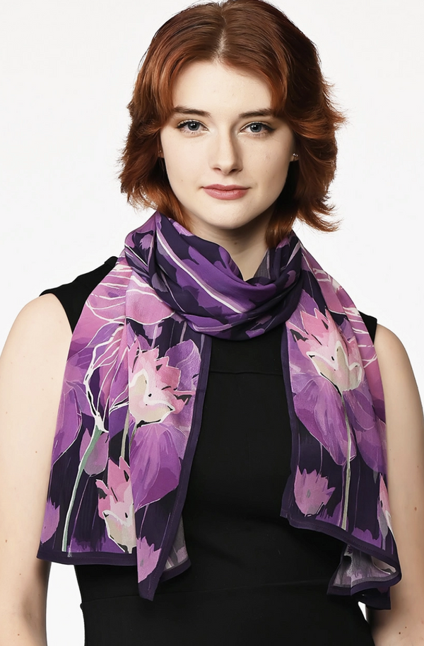 Purple Kamal Lotus Scarf