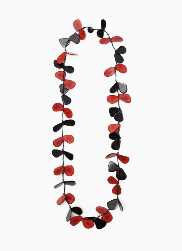 Red & Black Tagua Nut Slice Necklace