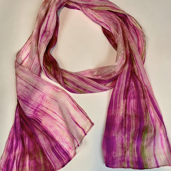 Silk Magenta Olive Scarf