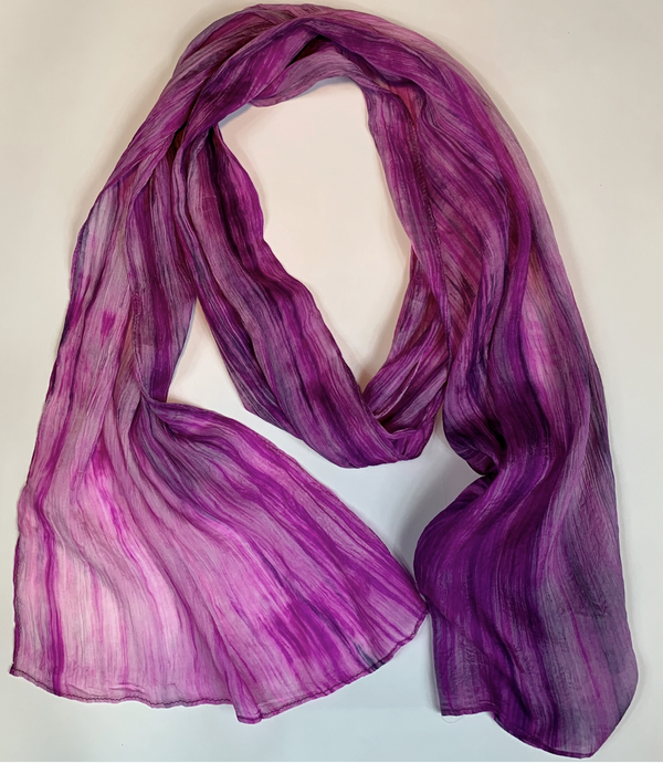 Silk Gray Magenta Scarf