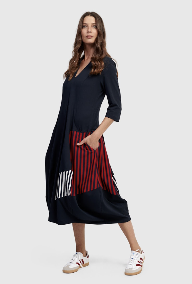 Navy Stripes Cocoon Dress