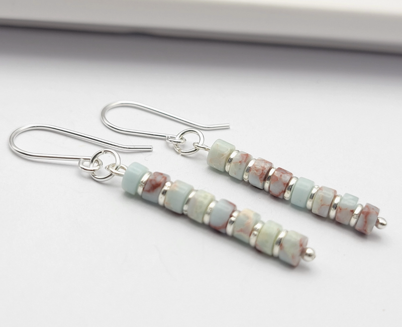 Light Blue Aqua Terra Jasper Dangle Earrings