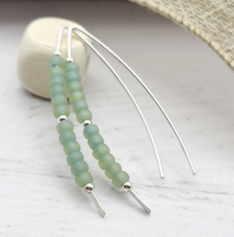 Sterling Silver and Sea Glass Threader Earrings