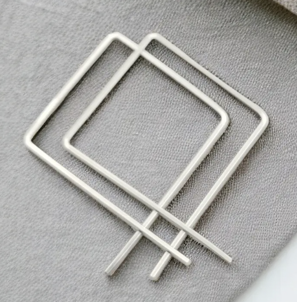 Silver Square Hoop Earrings