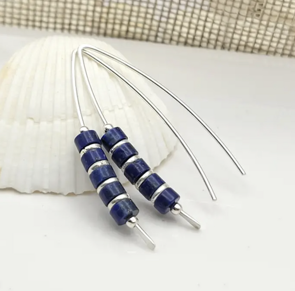 Lapis Lazul Sterling Silver Threaders Earrings