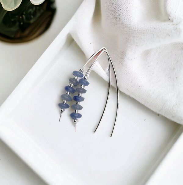 Blue Aventurine Sterling Silver Threaders Earrings