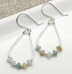 Silver & Amazonite Teardrop Hoop Earring