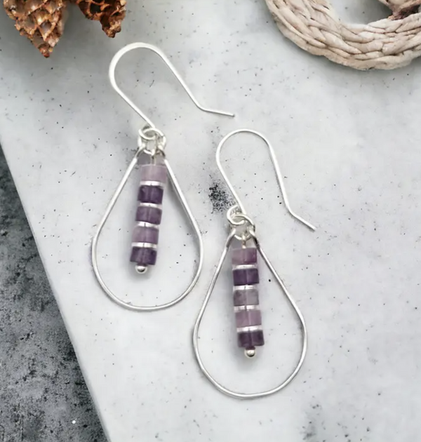 Sterling Silver Teardrop Amethyst Earrings