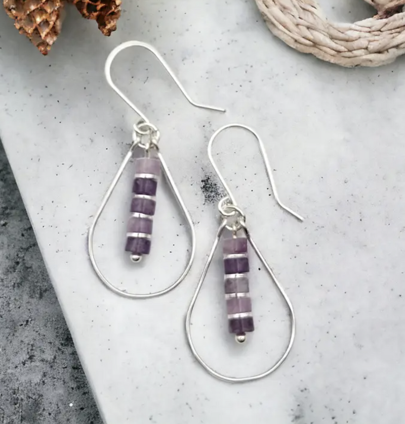 Sterling Silver Teardrop Amethyst Earrings