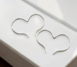 Silver Heart Shaped Threader Earring