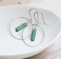 Sterling Silver Hoop Turquoise Earring