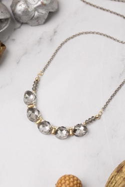 Silver & Gold Crystal Briolette Necklace