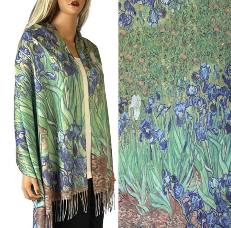 Van Gogh Irises Art Sueded Shawl
