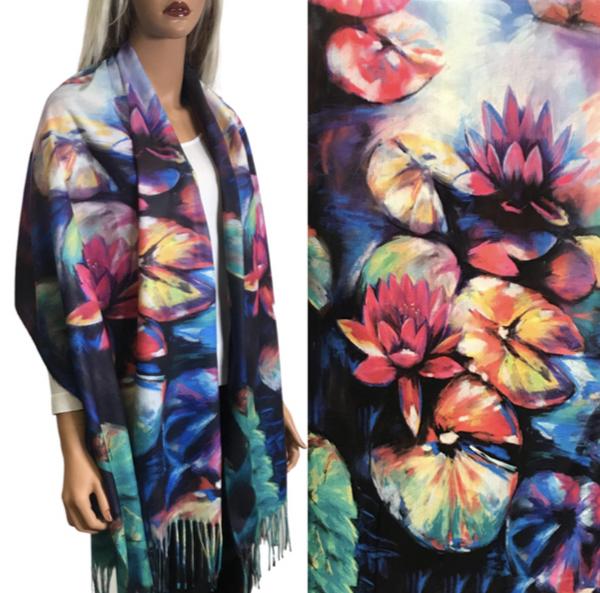 Multi Lily Pad Art Sueded Shawl