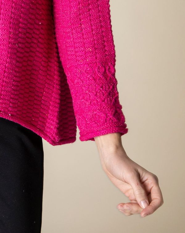 Raspberry Tweed Stitch Sweater