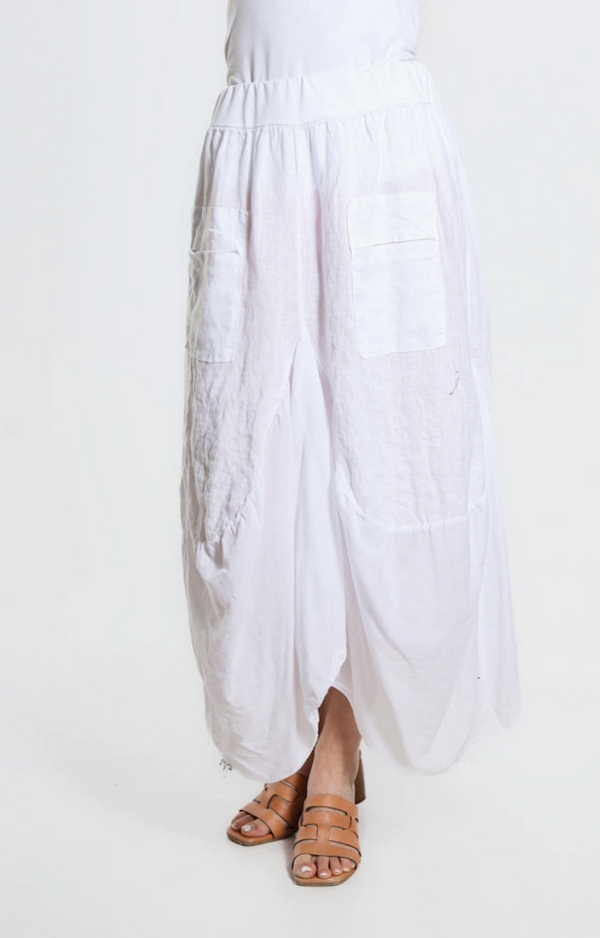 White Bunched Pocket Skirt