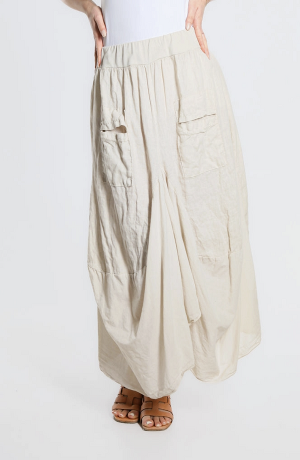 Beige Bunched Pocket Skirt