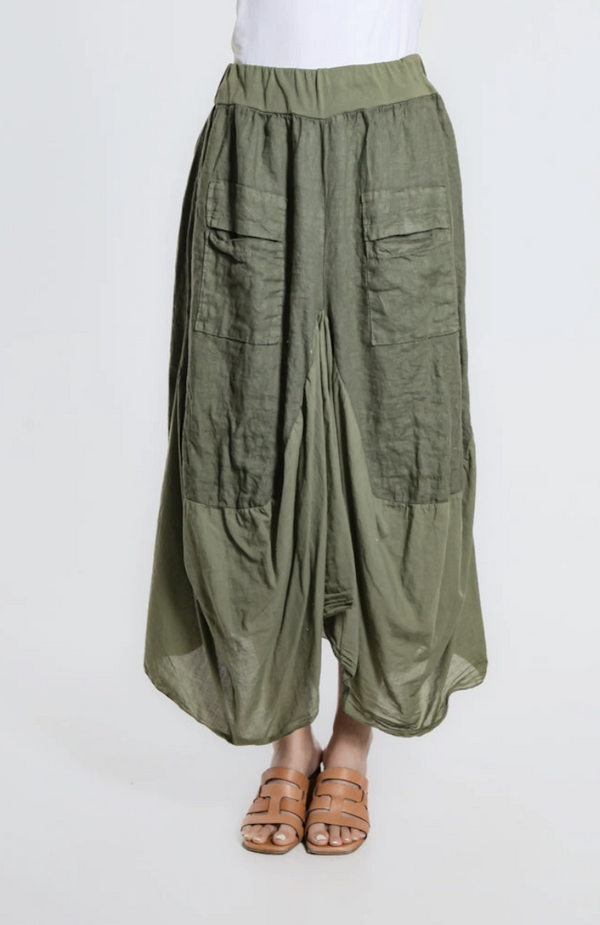Green Bunched Pocket Skirt