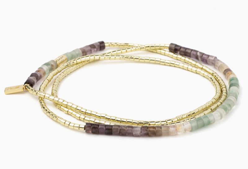 Twilight Gold Ombre Stone Wrap Bracelet