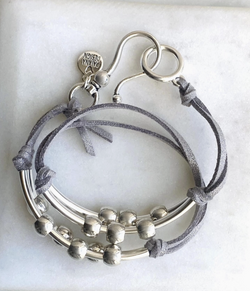 Spinner & Silver Suede Bracelet