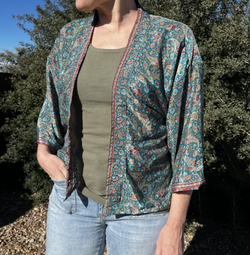 Teal Paisley Silk imono