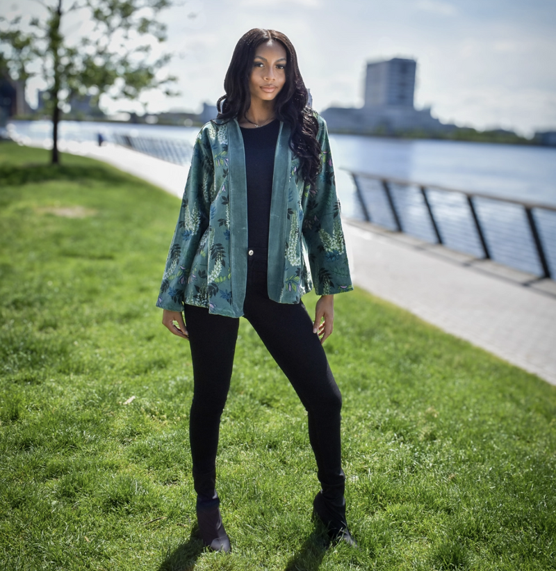 Sjorland Botanical Velvet Green Jacket