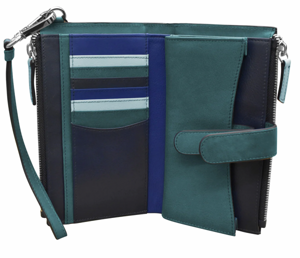 Denim Leather Smartphone Wristlet