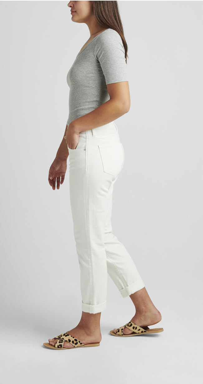 Mid Rise Girlfriend Jeans White