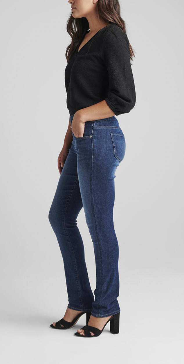 Mid Rise Straight Leg Pull-On Jeans