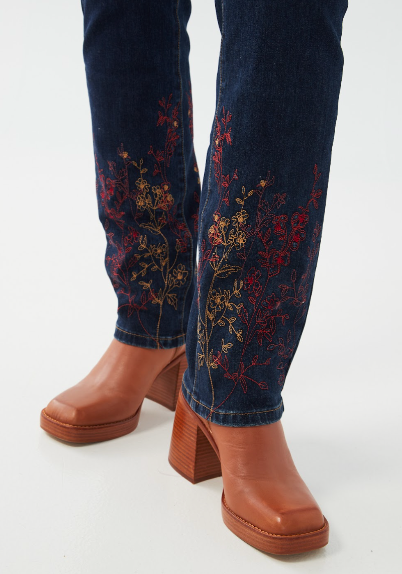 Fall Embroidered Straight Jean