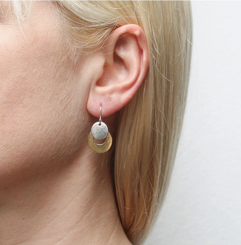 Small Disc Crescent Earrings