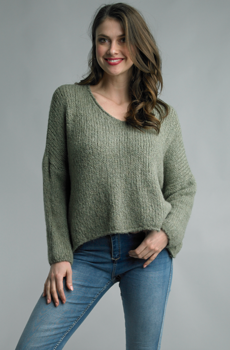 Olive Vee Sweater