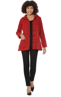 Red and Black Button Jacket