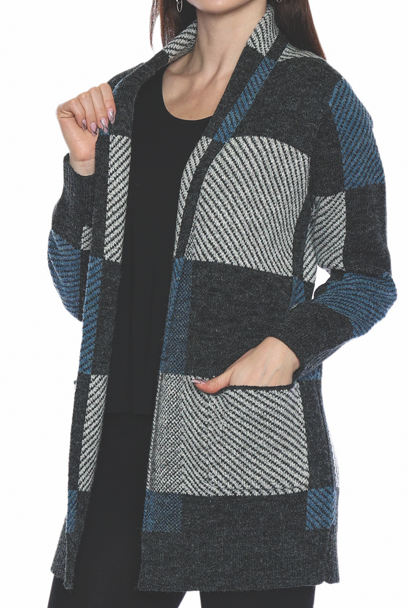 Teal Block Cardigan