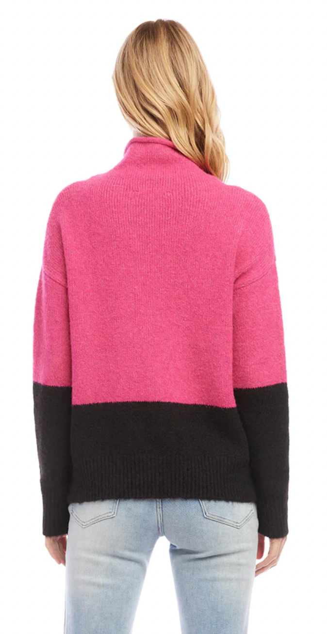 Pink Black Colorblock Sweater