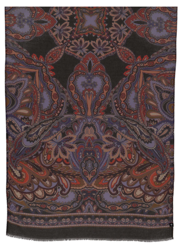 WIld Berry Ornamental Paisley Recycled Scarf