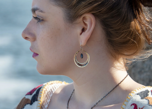 Gemstone Hoop Earrings