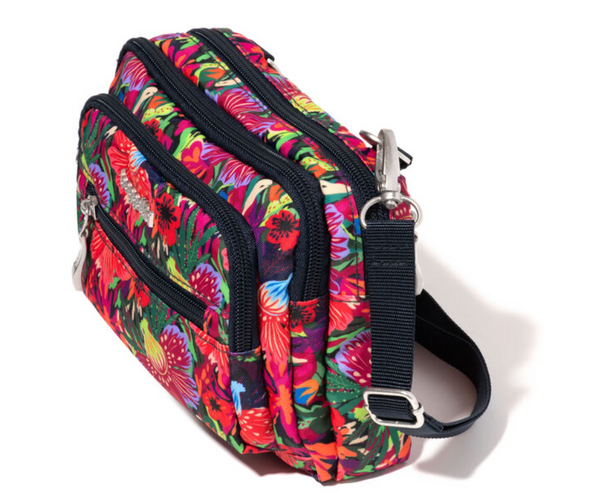 Tropical Floral Triple Zip Bag