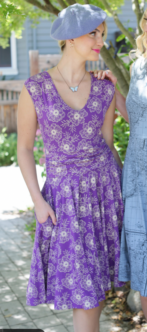 Purple Floral Twirl Dress