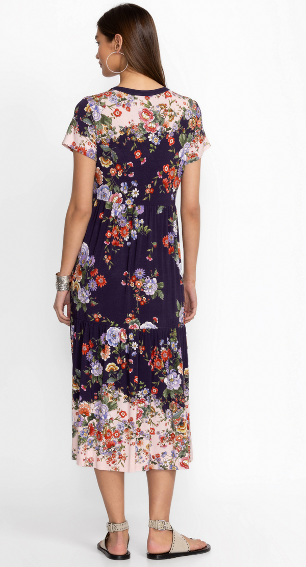 Floral Tiered Henley Knit Dress