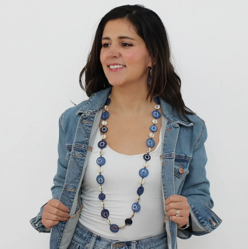 Blue and Cream Josephine Statement Necklace