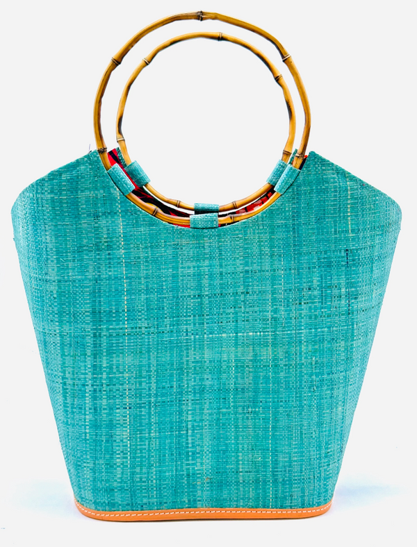 Seafoam Bag With Bamboo Handles