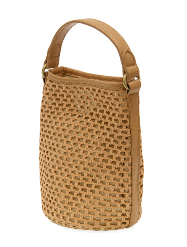 Natural Kaia Open Weave Bucket Crossbody