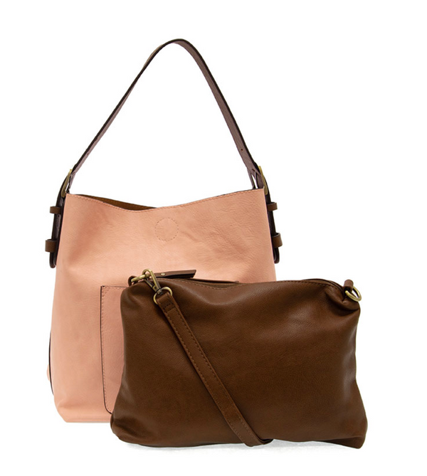 Crepe Pink 2pc Hobo Handbag