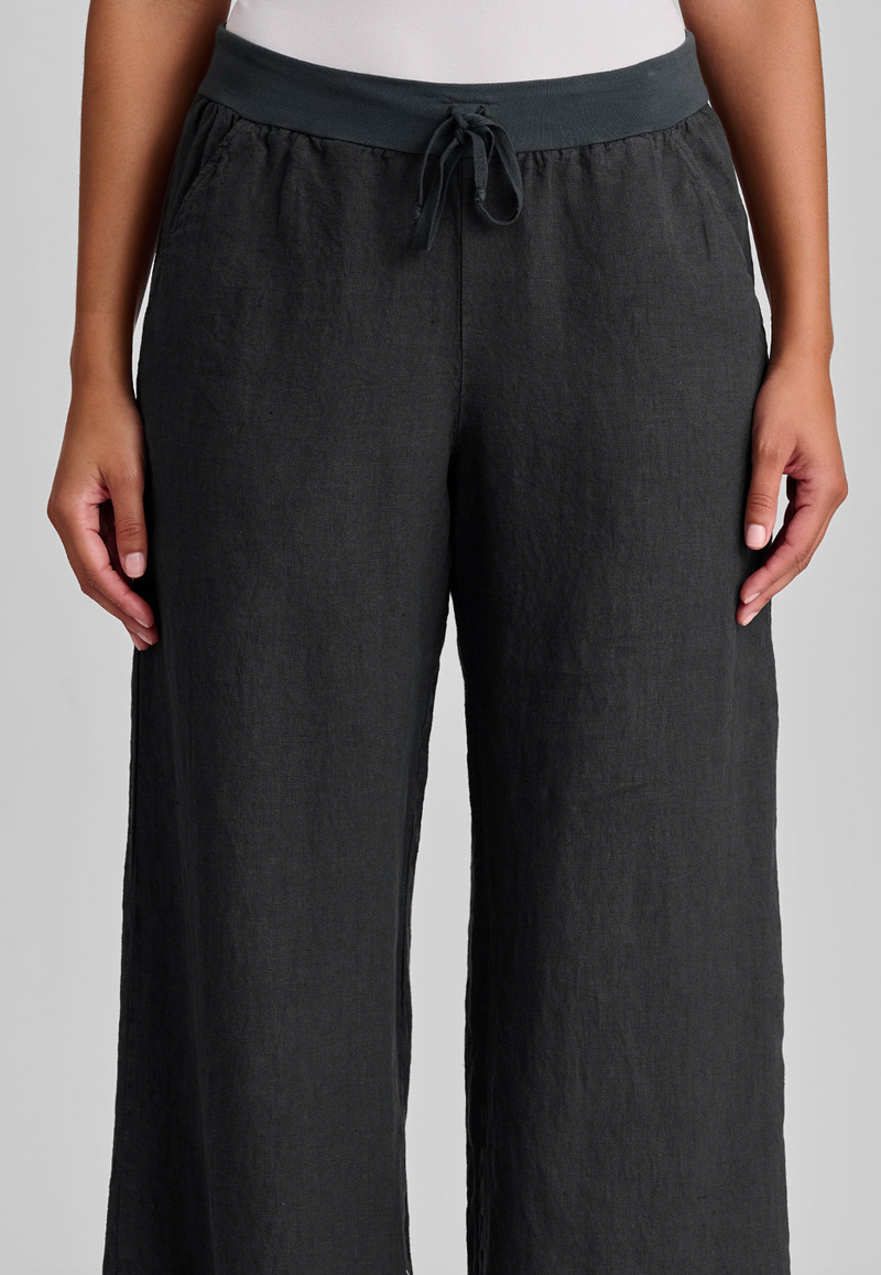 Black Flat Iron Linen Pants
