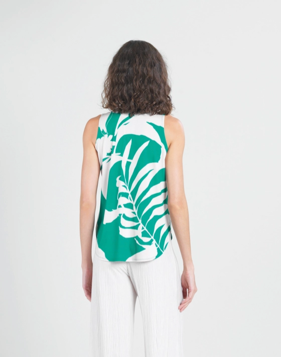 Green Floral Curved Hi-Low Tank